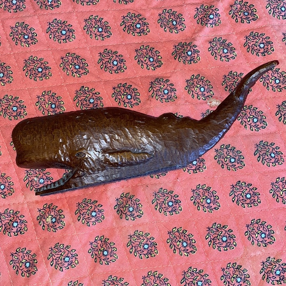 Vintage Artisan Hand-Carved Wood Whale